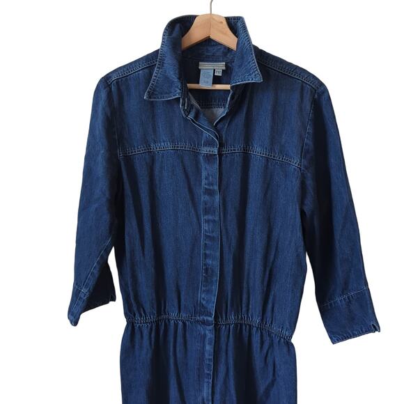 Coldwater Creek 90s Vintage Womens Denim Jumpsuit Romper Playsuit 12 Petite - Picture 2 of 8